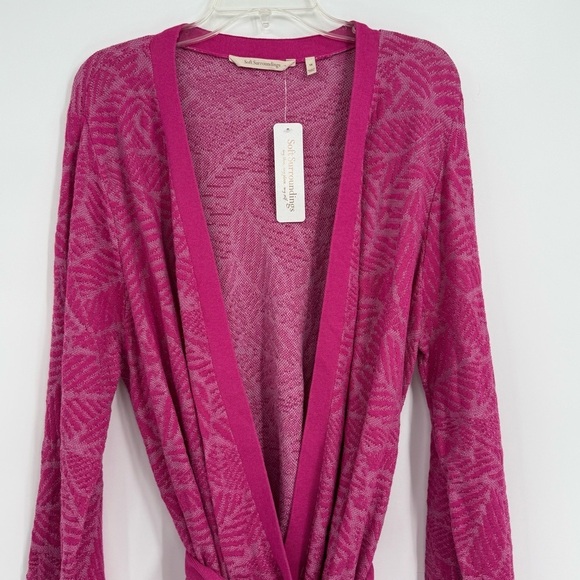 Soft Surroundings NWT Kensley Cardigan Sweater Women Size 1X Pink Palms Cotton - Picture 4 of 7